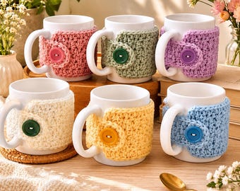 Patrón para funda de taza de ganchillo / Tutorial sencillo para funda de taza de café (Descarga en PDF)