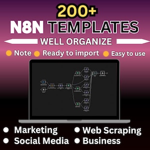 200+ n8n Templates: AI, Social-Media-Automation , crm (Instant Download)