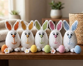 Little Easter Bunny Crochet Pattern, Amigurumi Toy, Eggs, Flower (PDF Download)
