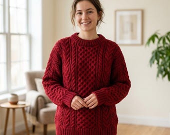 Chunky Cable Knit Sweater Pattern, Oversized Women Pullover Knitting, Cozy Winter Knit (PDF Download)