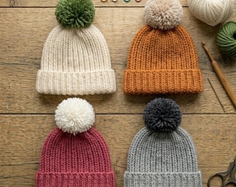 Easy Ribbed Crochet Beanie – Beginner Hat Tutorial, DIY Winter Hat PDF