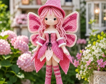 Patrón de muñeca de hada a crochet / Tutorial de juguete de fantasía amigurumi (descarga en PDF)