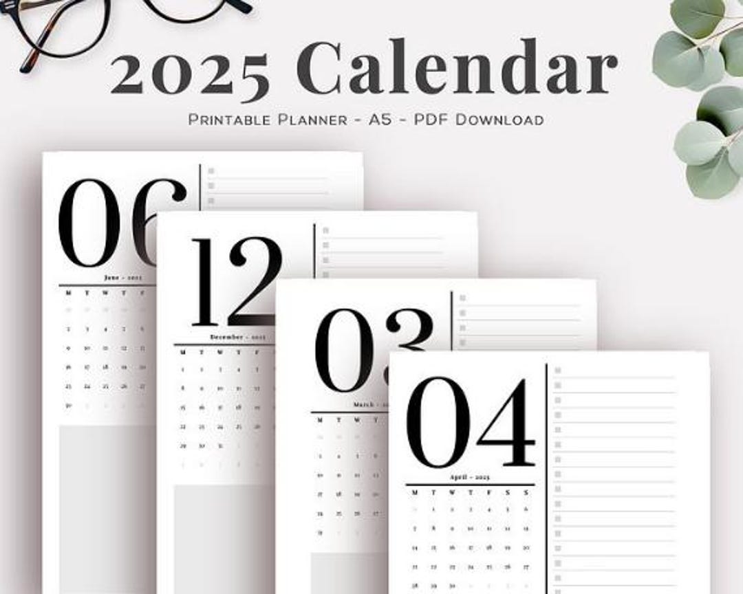 2025 Printable Calendar PDF Minimalist Monthly Planner Letter Size