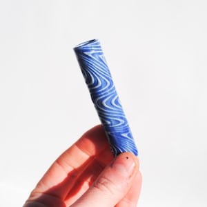 Ceramic Pipe Many Hitter Larger Psychedelic Pattern Blue Gloss on Porcelain