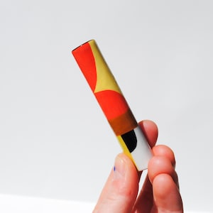 Ceramic Pipe Many Hitter Larger Hand Painted Abstract Colorful Shapes on Porcelain
