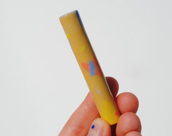 One Hitter Chillum Pipe White Porcelain with abstract Pastel Shapes