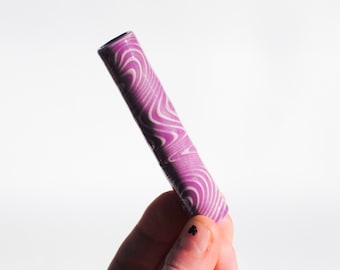 Ceramic Pipe Many Hitter Larger Psychedelic Pattern Purple Gloss on Porcelain
