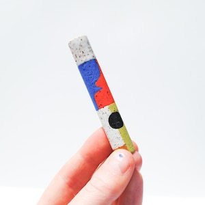 Chillum Ceramic Pipe One Hitter OOAK Abstract Shapes on Speckled Stoneware