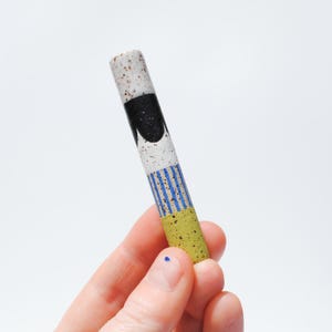 Chillum Ceramic Pipe One Hitter OOAK Abstract Shapes on Speckled Stoneware