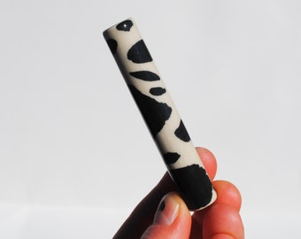 Chillum Ceramic Pipe One Hitter Layered Black and White Porcelain D1