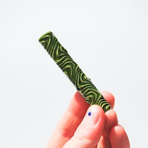 Chillum Ceramic Pipe One Hitter Psychedelic Wave Green on Porcelain