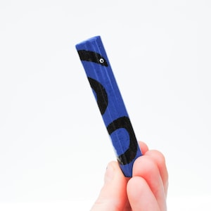 Ceramic Pipe Many Hitter Larger Hand Painted Snake on Blue Porcelain