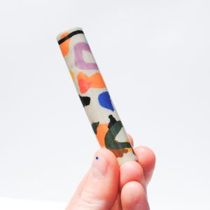Ceramic Pipe Many Hitter Layered Colorful Rainbow on Black Porcelain BC1