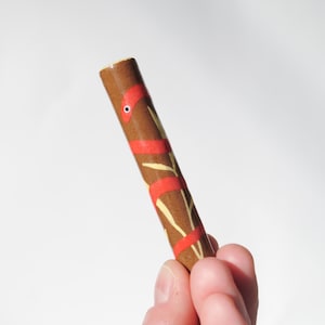 Ceramic Pipe One Hitter Hand Painted Wrap Around Snake and Stars on Brown Porcelain