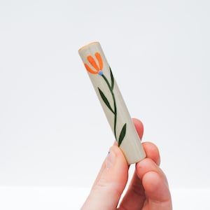 Ceramic Pipe Many Hitter Larger Hand Painted Flowers on Porcelain