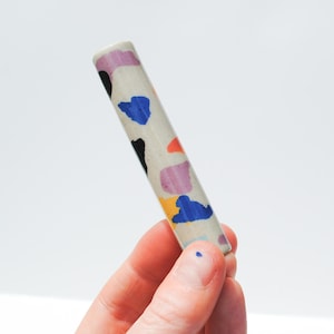 Ceramic Pipe Many Hitter Layered Colorful Rainbow on Black Porcelain BC8
