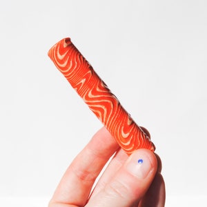 Ceramic Pipe Many Hitter Larger Psychedelic Pattern Red Orange Underglaze on Porcelain