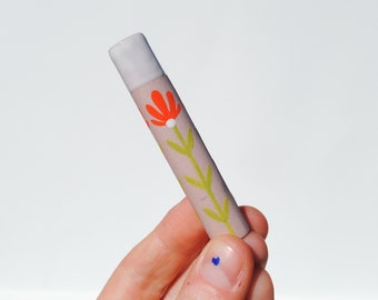 Ceramic Pipe One Hitter Flowers on Purple Porcelain