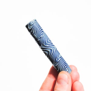 Ceramic Pipe Many Hitter Larger Psychedelic Pattern Blue Gloss on Porcelain