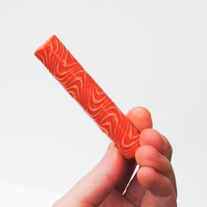 Ceramic Pipe Many Hitter Larger Psychedelic Pattern Bright Red Orange Gloss on Porcelain