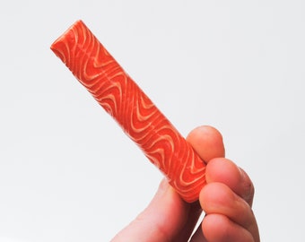 Ceramic Pipe Many Hitter Larger Psychedelic Pattern Bright Red Orange Gloss on Porcelain