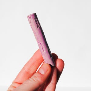 Ceramic Pipe One Hitter Stamped Fish Pattern Purple Gloss on Porcelain