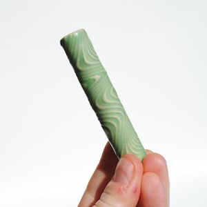 Ceramic Pipe Many Hitter Larger Psychedelic Pattern Mint Green on Porcelain