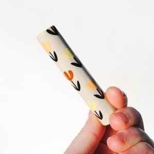 Ceramic Pipe Many Hitter Larger Hand Painted Flowers on Porcelain