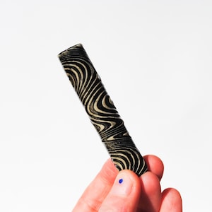 Ceramic Pipe Many Hitter Larger Psychedelic Pattern Black Underglaze on Porcelain