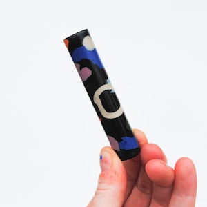 Ceramic Pipe Many Hitter Layered Colorful Rainbow on Black Porcelain BH1
