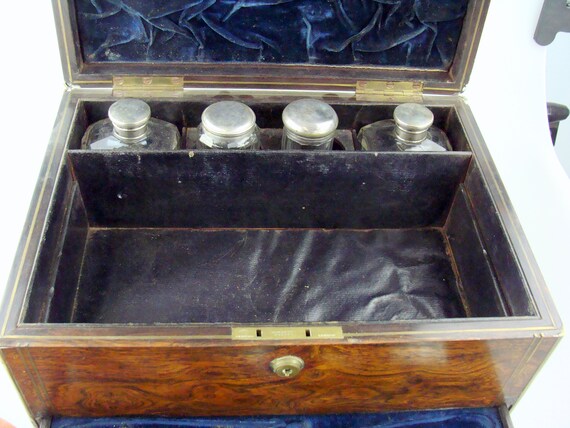 Antique Victorian Mens Vanity Dressing Case w/ Si… - image 6