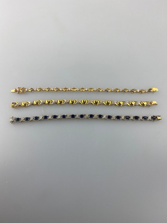 Lot of 3 Gorgeous Gold Plated Sterling Bracelets