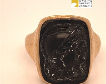 Carved Onyx Ring with Roman Motif
