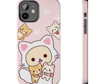Simpatica custodia resistente per telefono per Apple iPhone, Samsung, Kawaii, Pastello, Rilakkuma