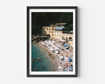 Italian Riviera Beach Print | Cinque Terre Wall Art,Fine Art Photography, Vintage Mediterranean Coastal Photo, Summer Aesthetic Home Decor