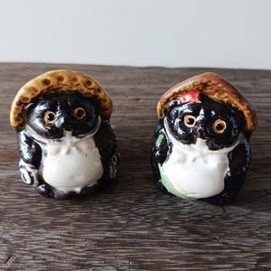 Tanuki Japanese raccoon statue –Miniature Tanuki Set (Male & Female) – A Charming Addition to Your Zen Garden or Home Décor