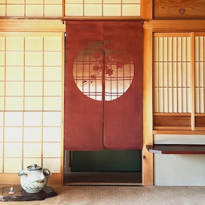 Japanese Noren Door Curtain “Maple&quot;– 100% Premium linen noren | Wall Hanging 88×150cm Made in Kyoto