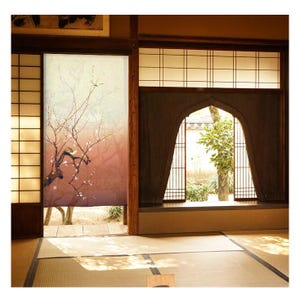 Japanese Noren Door Curtain “Plum Blossoms”  – Wall Hanging | Durable Polyester | 85×150cm