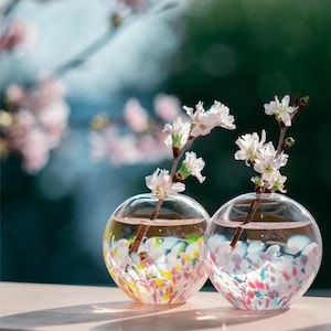 Ikebana Vase - Handmade “Sakura Whisper” Cherry Blossoms Japanese vase – Wabi Sabi Aesthetic Home Décor Kyoto