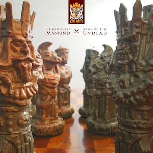 Legion of Mankind VS Army of The Undead - majestic vintage modern elegant luxury premium valuable artisanal handmade gift for him chess set