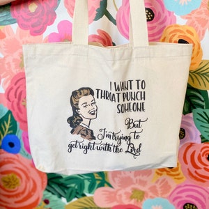 Get Right With the Lord Large Totebag Retro Housewife Humor - Etsy