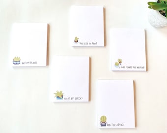 What's Up Succa? Notepads - House Plant Humor - Gift For Crazy Plant Friends - Cute Coworker Gift - Individual 50-Sheet Packaged Notepads