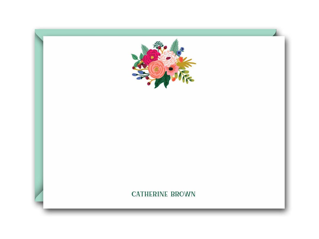 Floral Flat Note Cards Set - Personalized Stationery - Professional ...
