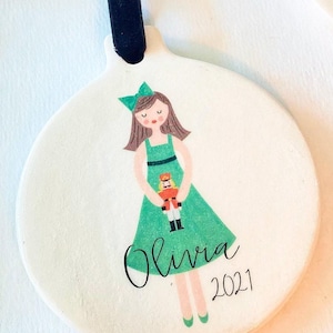 Nutcracker Party Girl Personalized Ornament - Custom Colors and Character In Hand -  Ballet Performance Gift - Holiday & Christmas Present