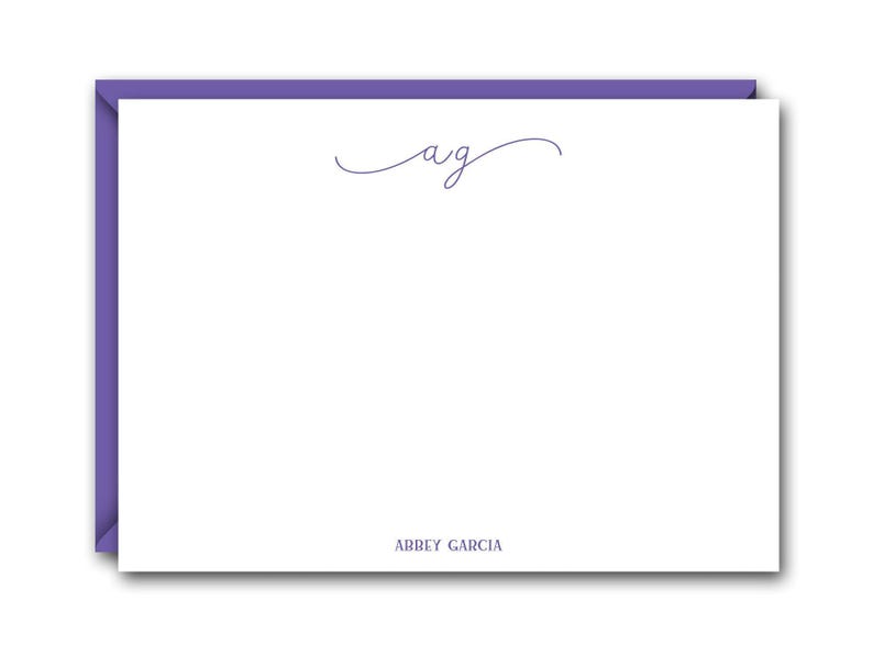 Script Initials Flat Note Cards Set - Personalized Stationery ...