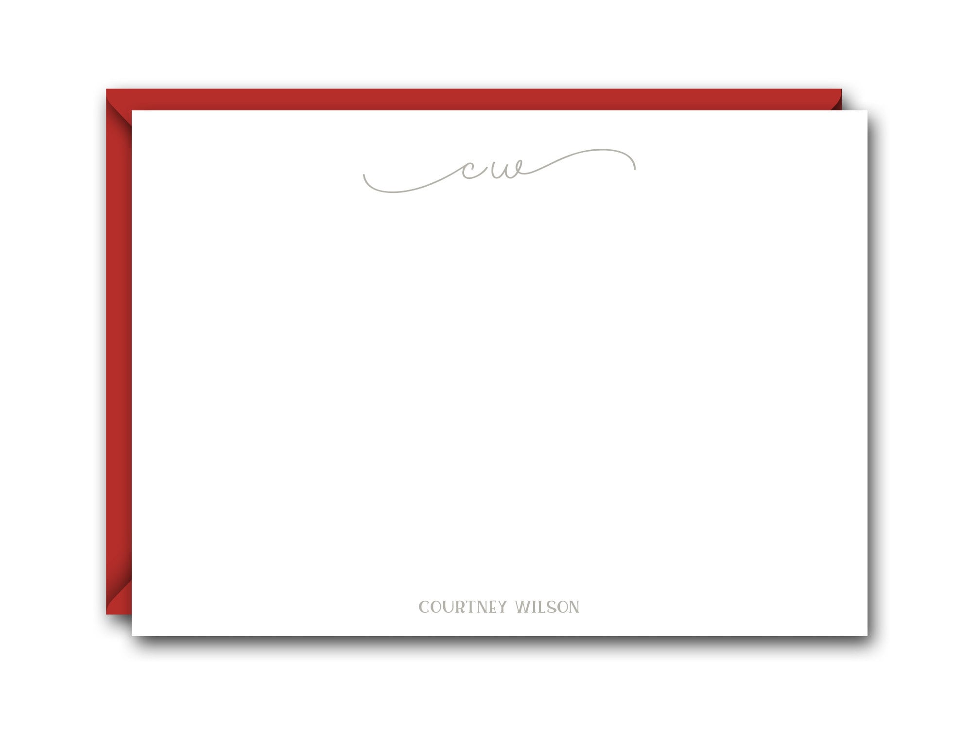 Script Initials Flat Note Cards Set