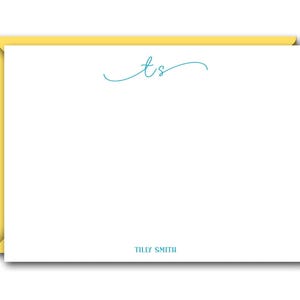 Script Initials Flat Note Cards Set - Personalized Stationery ...