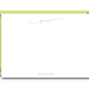 Script Initials Flat Note Cards Set - Personalized Stationery ...