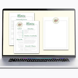 Paquete urgente de monogramas florales para hermandades - Archivos digitales - Papelería elegante - Diseño de currículum - Membrete personalizado