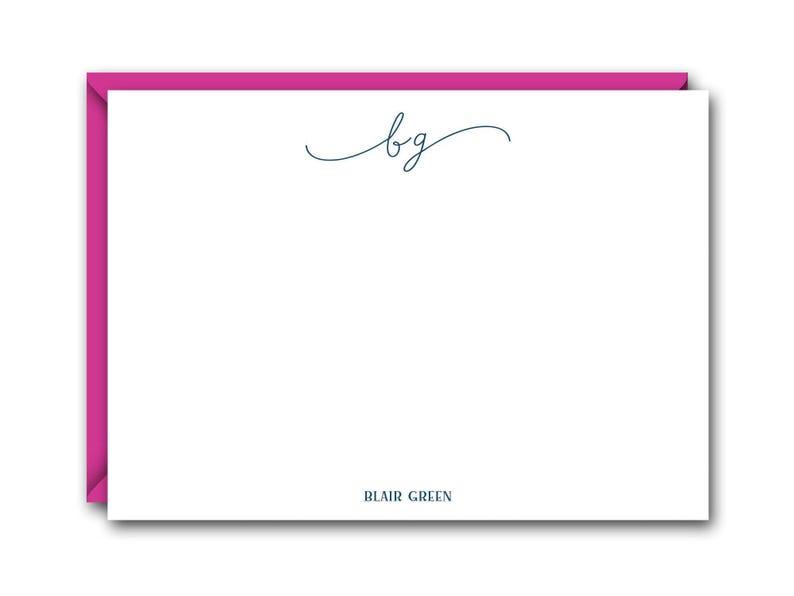 Script Initials Flat Note Cards Set - Personalized Stationery ...